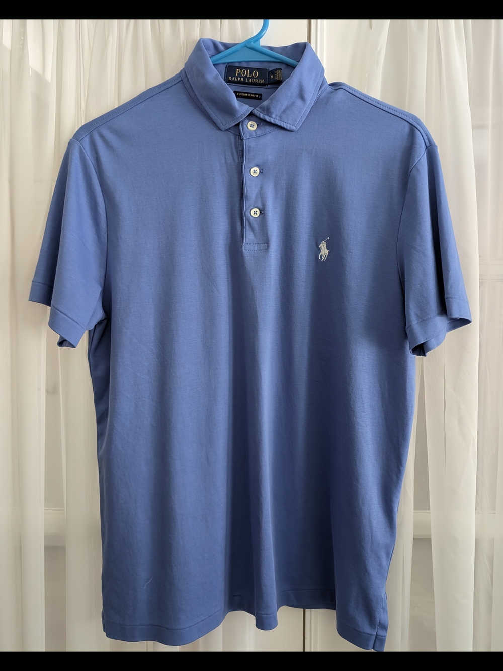 Polo by Ralph Lauren - Men’s Blue Custom Slim Cotton Polo Shirt. EUC - Like New